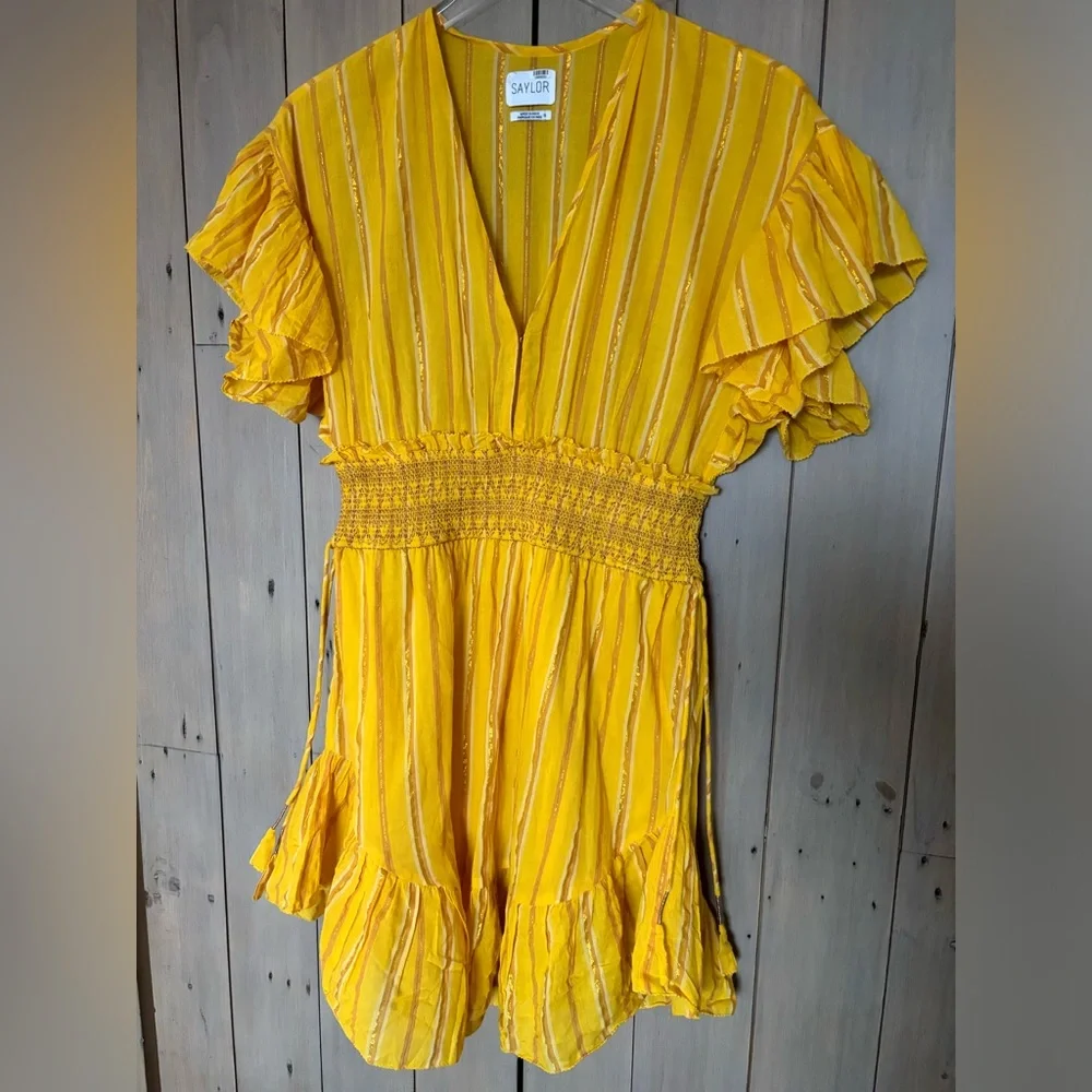 Saylor Adrianne Ruffle-Sleeve Mini Dress - Picture 2 of 15